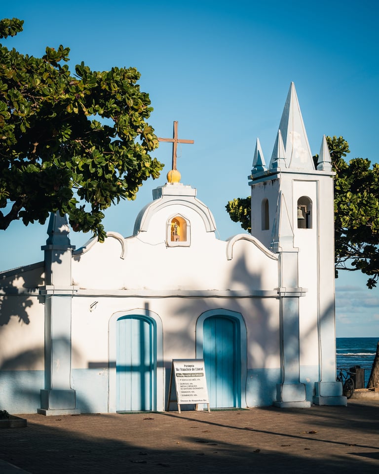 Tropical chapel sanctuary by the sea in Bahia, Brazil - a peaceful outdoor sacred space
